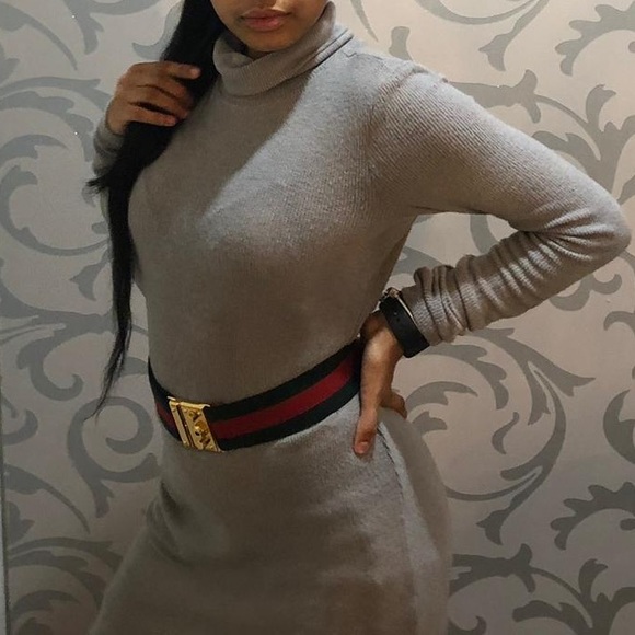 Grey Turtle Neck Long Sleeve Dress - Picture 3 of 3